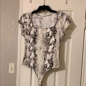 Gray Fitted Bodysuit with Scoop Neckline